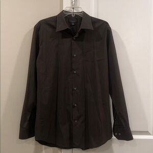Banana Republic Dark Brown Dress Shirt Slim Fit, Stretch L